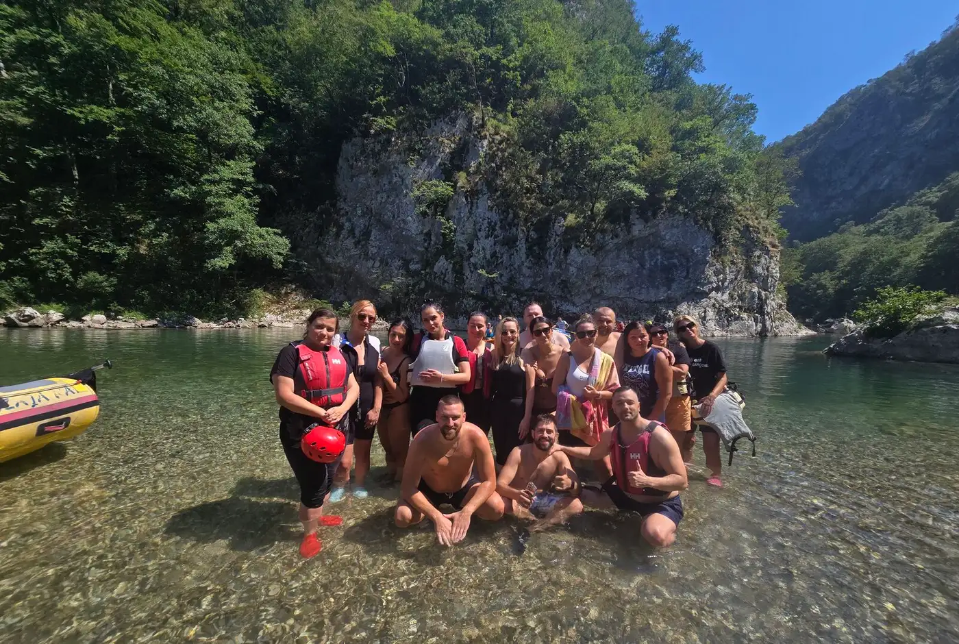 The Oratio team together in the water of the Neretva canyon