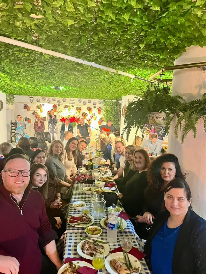 Dinner together at one long table